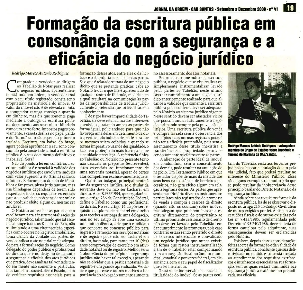 Formação da escritura pública em consonância com a segurança e a eficácia do negócio jurídico