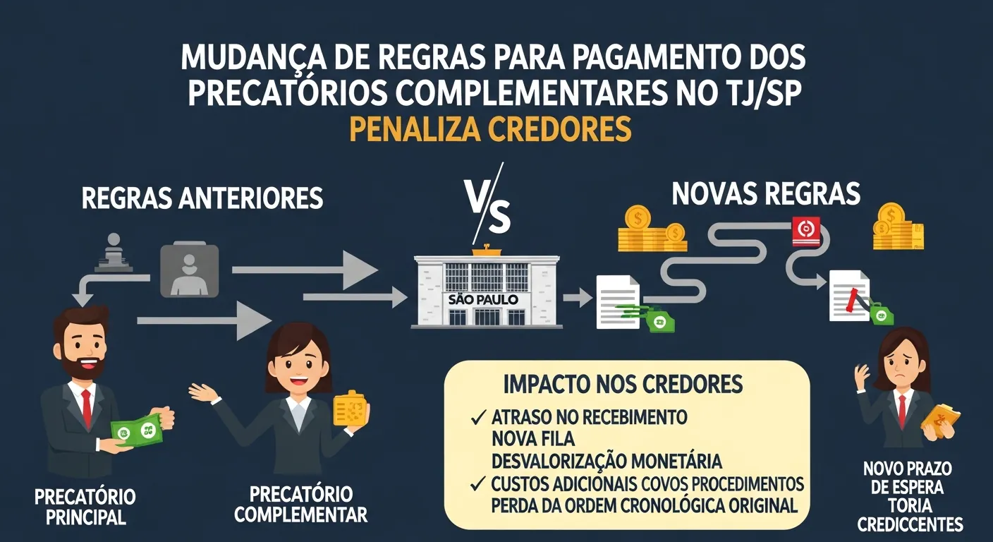 Mudança de regras para pagamento dos precatórios complementares no TJ/SP penaliza credores